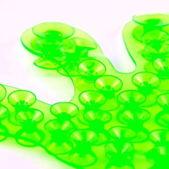 Hand Shaped Double Sided Suction Cup Mats in Green, Non-Slip Holders, 4 Pack - Picture 3 of 4